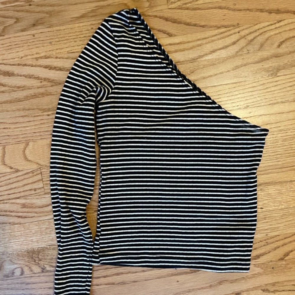american apparel one shoulder ribber stripped shirt small